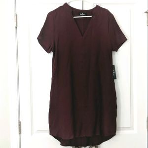 Lulu's maroon mock shift dress with pockets